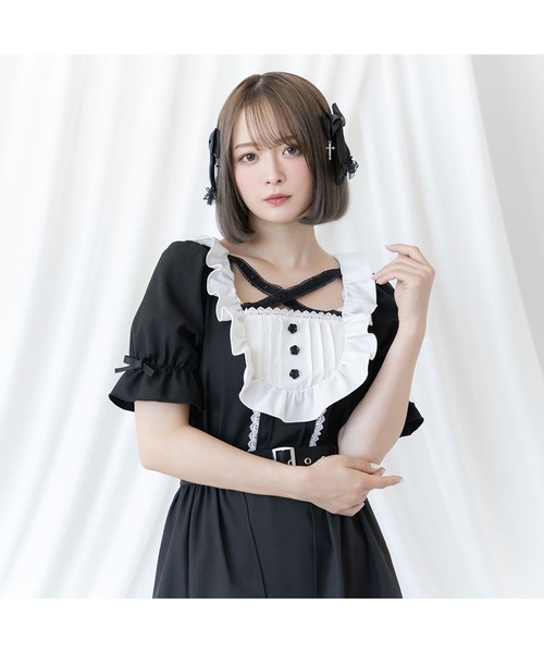 DearMyLove(ディアマイラブ)の「レースクロスバラメイドブラウス(シャツ/ブラウス・レディース・ホワイト/レッド/ブラック・X-LARGE/LARGE/MEDIUM/XX-LARGE)」の2枚目の写真