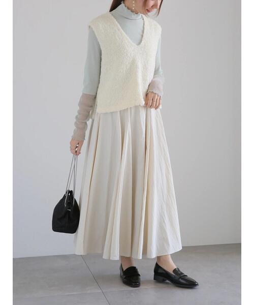 Te chichi（テチチ）の「タフタロングフレアスカート（スカート・レディース・ブラック/シルバー/サックスブルー/オフホワイト・F）」の8枚目の写真