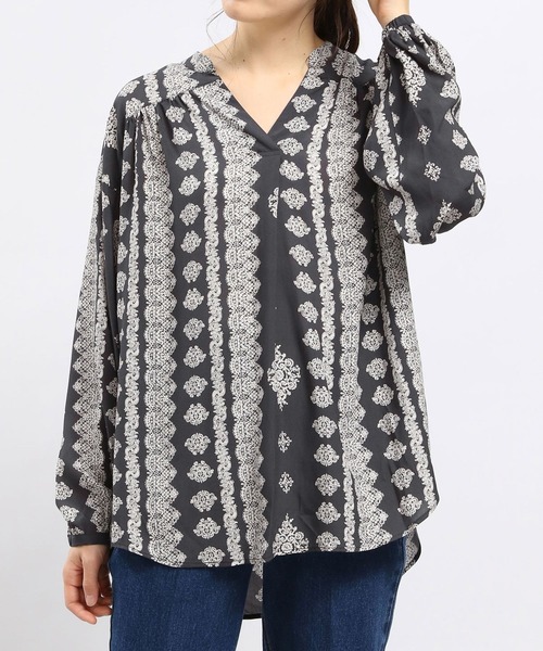 GLOBAL WORK Smile Seed Store（グローバルワーク スマイルシードストア）の「レーヨンスキッパーブラウス長袖/176128（シャツ/ブラウス・レディース・ブルー系その他/グレー系その他/ホワイト系その他/ホワイト系その他3/ホワイト系その他2/ブルー系その他7/ホワイト系その他5/ホワイト系その他7/ブラック系その他・MEDIUM/LARGE/SMALL/X-LARGE）」の8枚目の写真