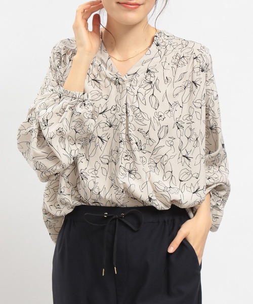 GLOBAL WORK Smile Seed Store（グローバルワーク スマイルシードストア）の「レーヨンスキッパーブラウス長袖/176128（シャツ/ブラウス・レディース・ブルー系その他/グレー系その他/ホワイト系その他/ホワイト系その他3/ホワイト系その他2/ブルー系その他7/ホワイト系その他5/ホワイト系その他7/ブラック系その他・MEDIUM/LARGE/SMALL/X-LARGE）」の3枚目の写真