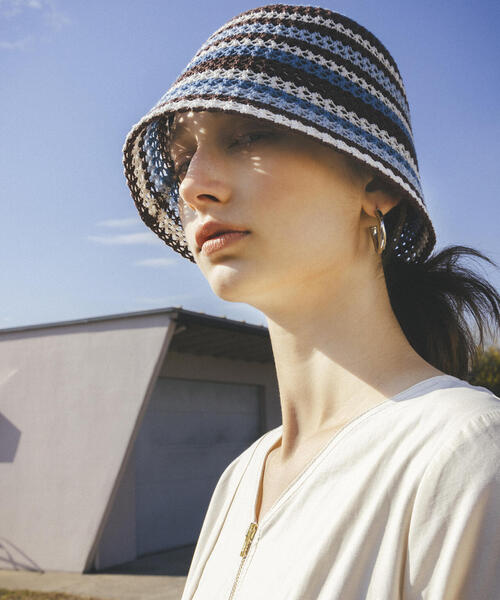 N.（N. Natural Beauty Basic）（エヌエヌナチュラルビューティーベーシック）の「◆ボーダーバケットハット（ショルダーバッグ・レディース・ブルー系その他/オレンジ系その他・ﾌﾘ-）」の9枚目の写真