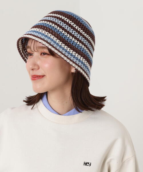 N.（N. Natural Beauty Basic）（エヌエヌナチュラルビューティーベーシック）の「◆ボーダーバケットハット（ショルダーバッグ・レディース・ブルー系その他/オレンジ系その他・ﾌﾘ-）」の5枚目の写真