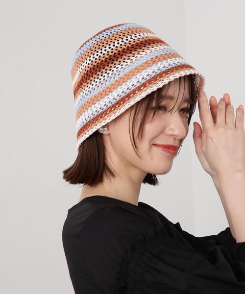 N.（N. Natural Beauty Basic）（エヌエヌナチュラルビューティーベーシック）の「◆ボーダーバケットハット（ショルダーバッグ・レディース・ブルー系その他/オレンジ系その他・ﾌﾘ-）」の12枚目の写真