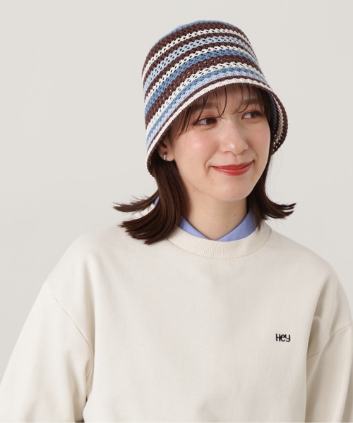 N.（N. Natural Beauty Basic）（エヌエヌナチュラルビューティーベーシック）の「◆ボーダーバケットハット（ショルダーバッグ・レディース・ブルー系その他/オレンジ系その他・ﾌﾘ-）」の3枚目の写真