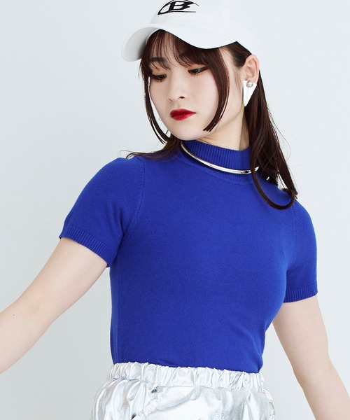 Narcissus（ナルシス）の「シンプルハイネックトップ（ニット/セーター・レディース・ブルー/オレンジ/ピンク/レッド・FREE）」の2枚目の写真