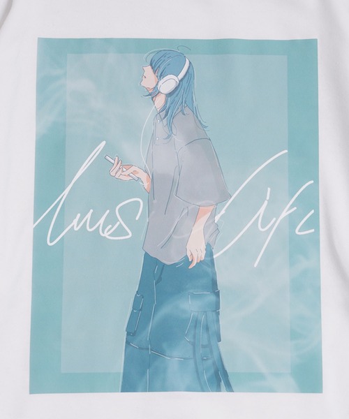 1111clothing(ワンフォークロージング)の「エモーショナル グラフィック プルパーカー / オーバーサイズ パーカー エモい イラスト バックプリント(パーカー・メンズ・ホワイト/ライトブルー/ブラック・M/L)」の19枚目の写真