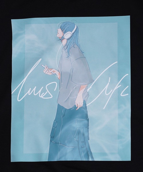 1111clothing(ワンフォークロージング)の「エモーショナル グラフィック プルパーカー / オーバーサイズ パーカー エモい イラスト バックプリント(パーカー・メンズ・ホワイト/ライトブルー/ブラック・M/L)」の22枚目の写真