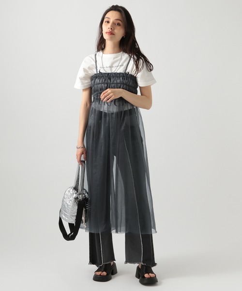 BAYFLOW（ベイフロー）の「2WAYチュールワンピース（ワンピース・レディース・ブラック/ライトグレー・FREE）」の2枚目の写真