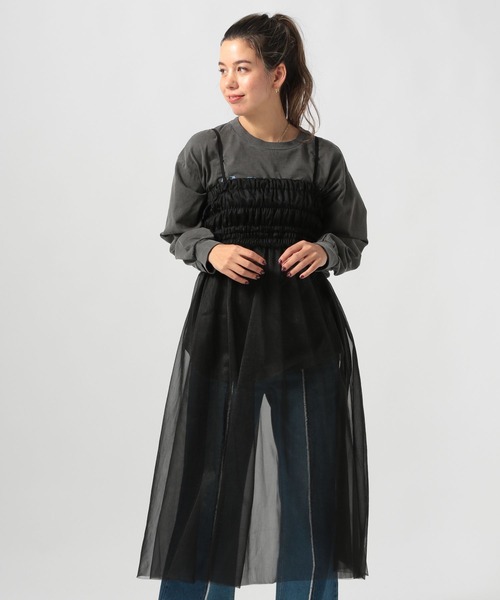 BAYFLOW（ベイフロー）の「2WAYチュールワンピース（ワンピース・レディース・ブラック/ライトグレー・FREE）」の3枚目の写真
