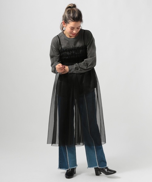 BAYFLOW（ベイフロー）の「2WAYチュールワンピース（ワンピース・レディース・ブラック/ライトグレー・FREE）」の15枚目の写真