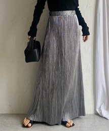 She's Closet（シーズクローゼット）の「Iラインハイウエストグロッシーメタリックプリーツロングスカート（スカート）」