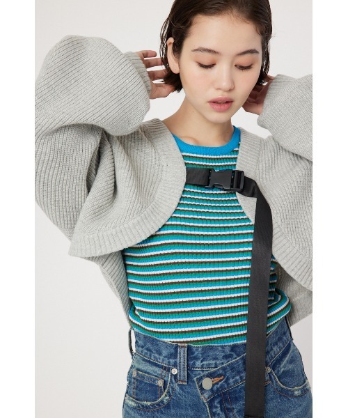 RODEO CROWNS WIDE BOWL（ロデオクラウンズワイドボウル）の「ボレロニット（カーディガン/ボレロ・レディース・グレー×ホワイト/ブルー/ブラック・FREE）」の13枚目の写真