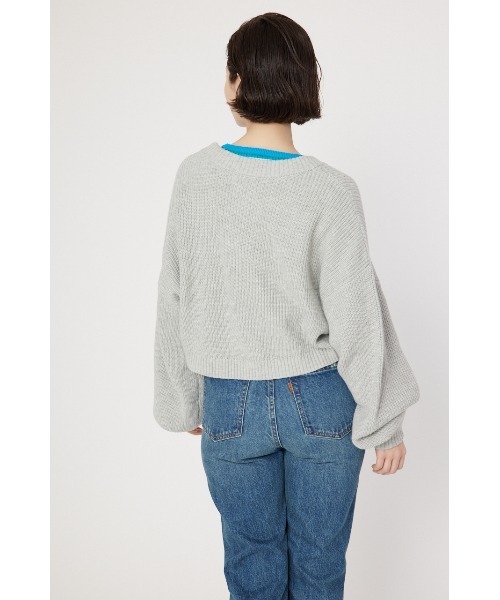 RODEO CROWNS WIDE BOWL（ロデオクラウンズワイドボウル）の「ボレロニット（カーディガン/ボレロ・レディース・グレー×ホワイト/ブルー/ブラック・FREE）」の11枚目の写真