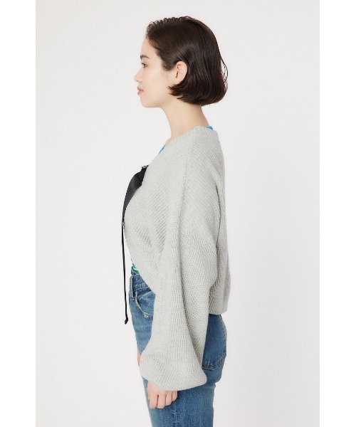 RODEO CROWNS WIDE BOWL（ロデオクラウンズワイドボウル）の「ボレロニット（カーディガン/ボレロ・レディース・グレー×ホワイト/ブルー/ブラック・FREE）」の9枚目の写真