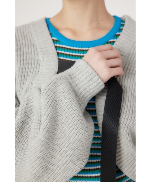 RODEO CROWNS WIDE BOWL（ロデオクラウンズワイドボウル）の「ボレロニット（カーディガン/ボレロ・レディース・グレー×ホワイト/ブルー/ブラック・FREE）」の5枚目の写真
