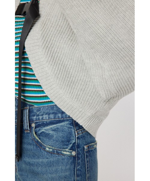 RODEO CROWNS WIDE BOWL（ロデオクラウンズワイドボウル）の「ボレロニット（カーディガン/ボレロ・レディース・グレー×ホワイト/ブルー/ブラック・FREE）」の4枚目の写真