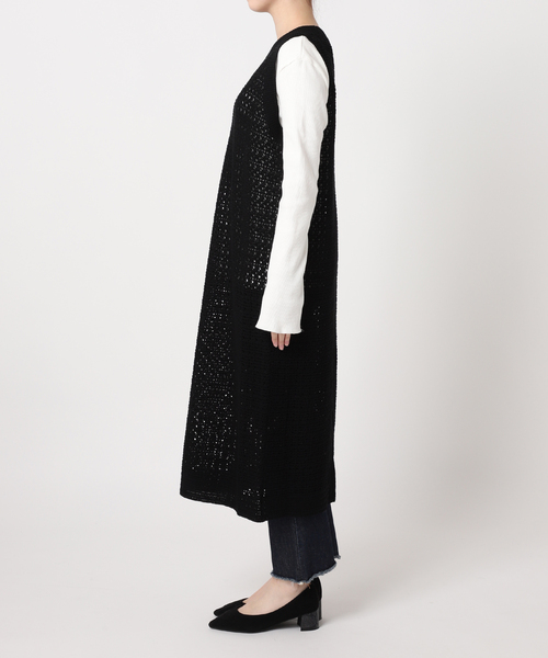 ADAWAS（アダワズ）の「【ADAWAS/アダワス】 ADWS-308-15/CROCHET KNIT LAYERED：ワンピース（ワンピース・レディース・ブラック/アイボリー・FREE）」の10枚目の写真