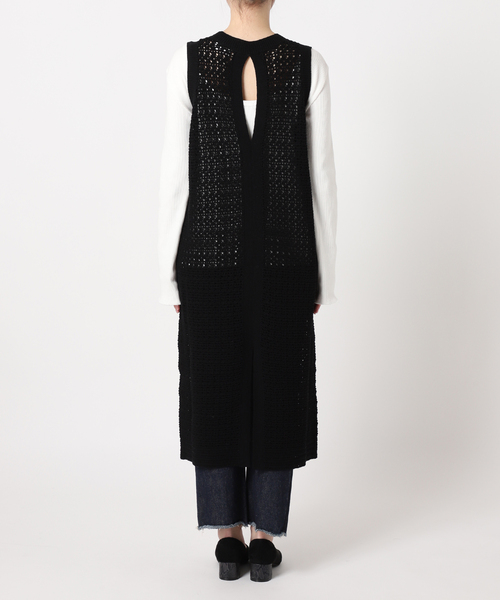 ADAWAS（アダワズ）の「【ADAWAS/アダワス】 ADWS-308-15/CROCHET KNIT LAYERED：ワンピース（ワンピース・レディース・ブラック/アイボリー・FREE）」の11枚目の写真
