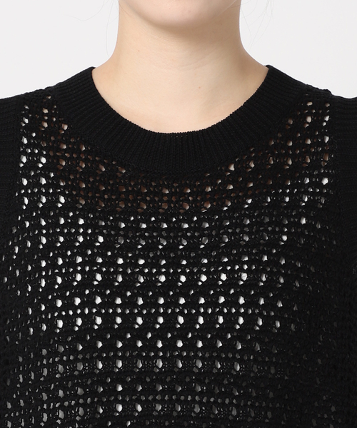 ADAWAS（アダワズ）の「【ADAWAS/アダワス】 ADWS-308-15/CROCHET KNIT LAYERED：ワンピース（ワンピース・レディース・ブラック/アイボリー・FREE）」の14枚目の写真