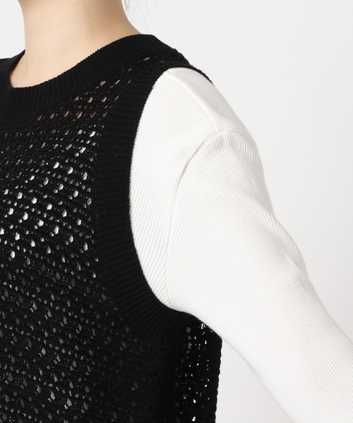 ADAWAS（アダワズ）の「【ADAWAS/アダワス】 ADWS-308-15/CROCHET KNIT LAYERED：ワンピース（ワンピース・レディース・ブラック/アイボリー・FREE）」の15枚目の写真