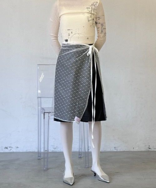 Y2K SYNAPSE FACTORY（ワイツーケー シナプスファクトリー）の「レースリボン巻きスカート（スカート・レディース・ブラック/アイボリー・FREE）」の8枚目の写真