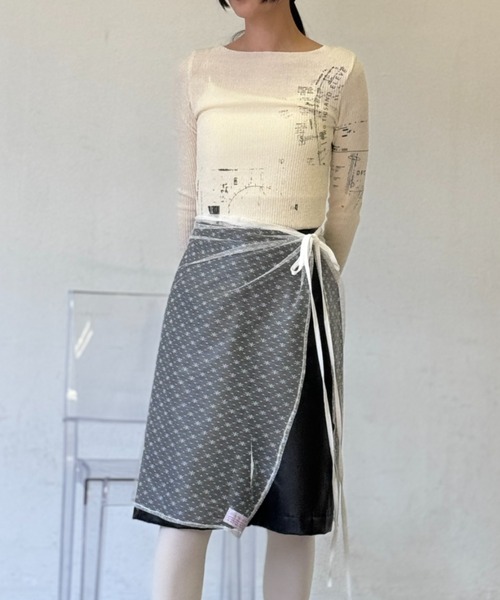 Y2K SYNAPSE FACTORY（ワイツーケー シナプスファクトリー）の「レースリボン巻きスカート（スカート・レディース・ブラック/アイボリー・FREE）」の9枚目の写真