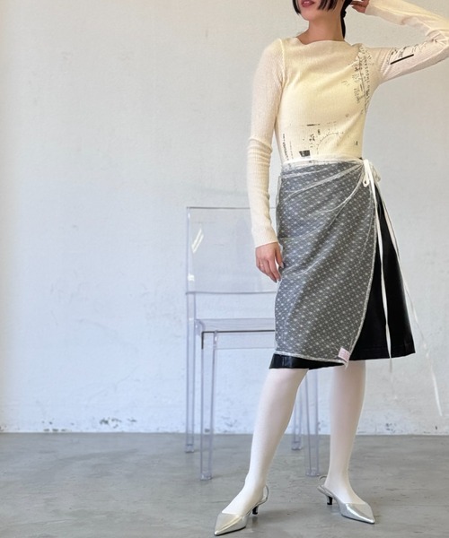 Y2K SYNAPSE FACTORY（ワイツーケー シナプスファクトリー）の「レースリボン巻きスカート（スカート・レディース・ブラック/アイボリー・FREE）」の10枚目の写真