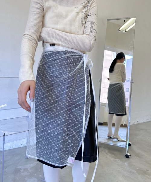 Y2K SYNAPSE FACTORY（ワイツーケー シナプスファクトリー）の「レースリボン巻きスカート（スカート・レディース・ブラック/アイボリー・FREE）」の18枚目の写真