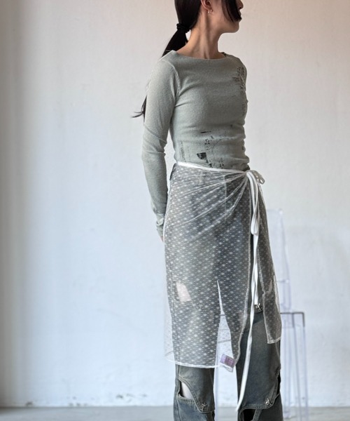 Y2K SYNAPSE FACTORY（ワイツーケー シナプスファクトリー）の「レースリボン巻きスカート（スカート・レディース・ブラック/アイボリー・FREE）」の22枚目の写真