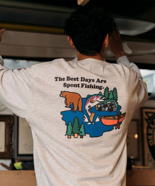 Foxfire（フォックスファイヤー）の「Foxfire/フォックスファイヤー 別注 Foxfire プリントクルーネック スウェット/トラウト/バックプリント/リラックスフィット（Tシャツ/カットソー・メンズ・グレー/ブルー/チャコールグレー/ライトグレー・MEDIUM/LARGE）」の12枚目の写真