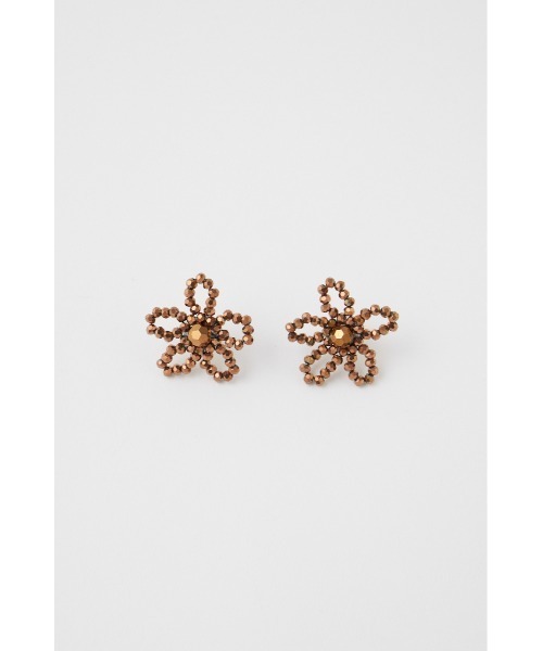 MOUSSY（マウジー）の「BEADED FLORAL イヤリング（ピアス（両耳用）・レディース・ブラウン/ピンク・FREE）」の2枚目の写真