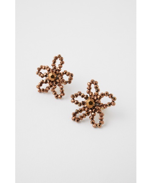 MOUSSY（マウジー）の「BEADED FLORAL イヤリング（ピアス（両耳用）・レディース・ブラウン/ピンク・FREE）」の4枚目の写真