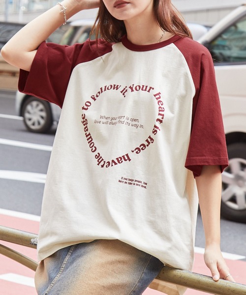 セール】グラフィックアソートプリント ラグラン半袖Tシャツ（T