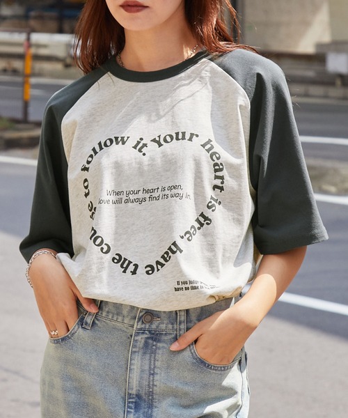 セール】グラフィックアソートプリント ラグラン半袖Tシャツ（T