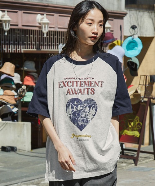 グラフィックアソートプリント ラグラン半袖Tシャツ MONO-MART