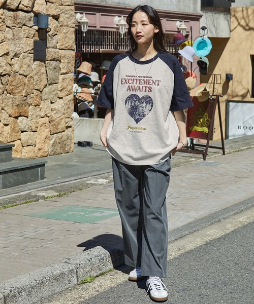 SCULPTOR フラッグ ラグラン Tシャツ グレー グラフィックアソートプリント ラグラン半袖Tシャツ MONO-MART
