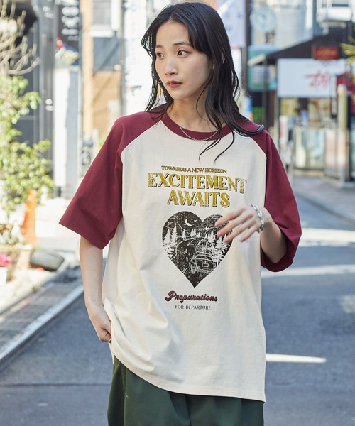 さらに100円引き◆ ◆モノグラム プリント Tシャツ グラフィックアソートプリント ラグラン半袖Tシャツ MONO-MART