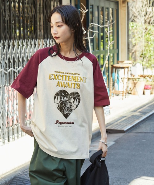 グラフィックアソートプリント ラグラン半袖Tシャツ MONO-MART