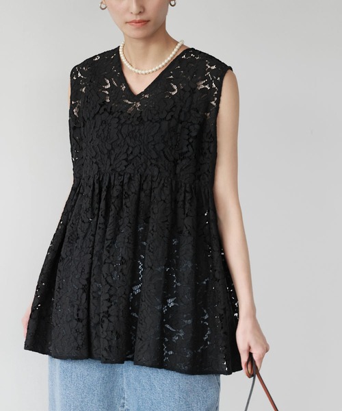 ELFRANK（エルフランク）の「前後2WAYレースノースリーブフレアブラウス（シャツ/ブラウス・レディース・ブルー/オフホワイト/ブラック・FREE）」の20枚目の写真