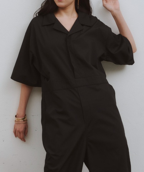 Libra Cue（リブラ キュー）の「オープンカラージャンプスーツ（つなぎ/オールインワン・レディース・ブラック/ベージュ・FREE）」の16枚目の写真