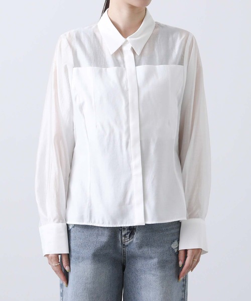 Gready Brilliant(グレディブリリアン)の「シアーコルセットシャツ(シャツ/ブラウス・レディース・オフホワイト/ブラック・FREE)」の14枚目の写真