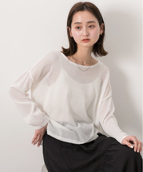 ad thie(アドティエ)の「バッククロス シアープルオーバー(ニット/セーター・レディース・オフホワイト/ブラック/ブラック×ホワイト・FREE)」の14枚目の写真