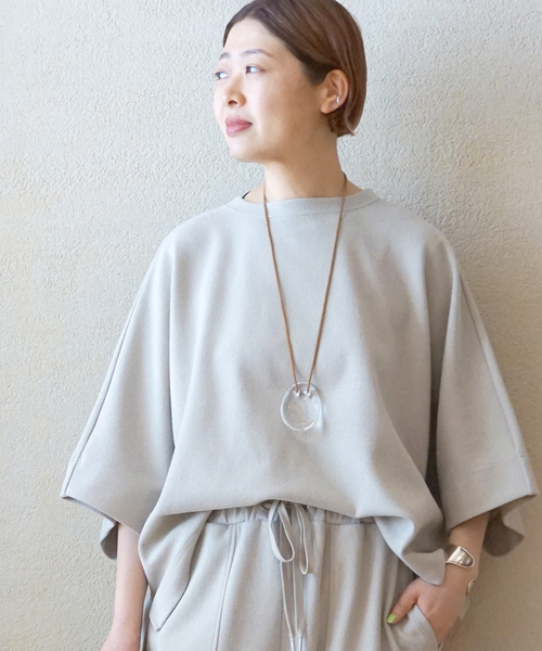 JOURNAL STANDARD LUXE（ジャーナルスタンダード　ラックス）の「ブークレーダンボール ポンチョT（Tシャツ/カットソー・レディース・チャコールグレー/ベージュ・FREE）」の5枚目の写真