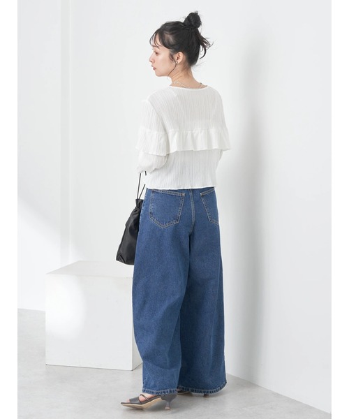 earth music&ecology（アースミュージックアンドエコロジー）の「フリル切替えショートブラウス（シャツ/ブラウス・レディース・オフホワイト/ブラック/ピンクベージュ/ライトカーキ・FREE）」の9枚目の写真