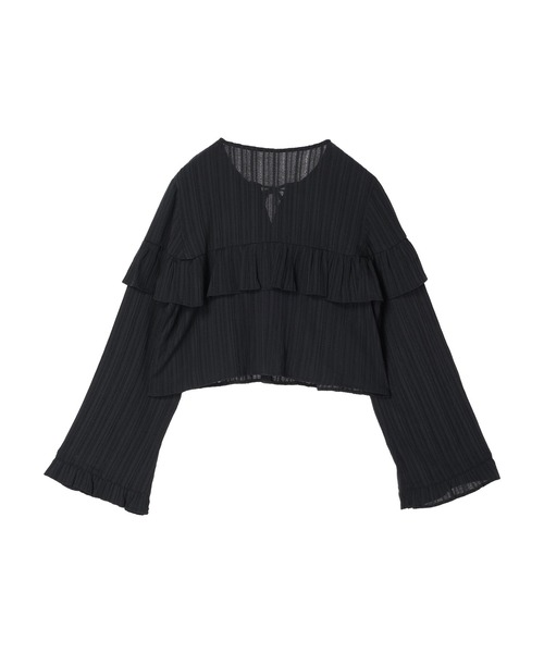 earth music&ecology（アースミュージックアンドエコロジー）の「フリル切替えショートブラウス（シャツ/ブラウス・レディース・オフホワイト/ブラック/ピンクベージュ/ライトカーキ・FREE）」の19枚目の写真