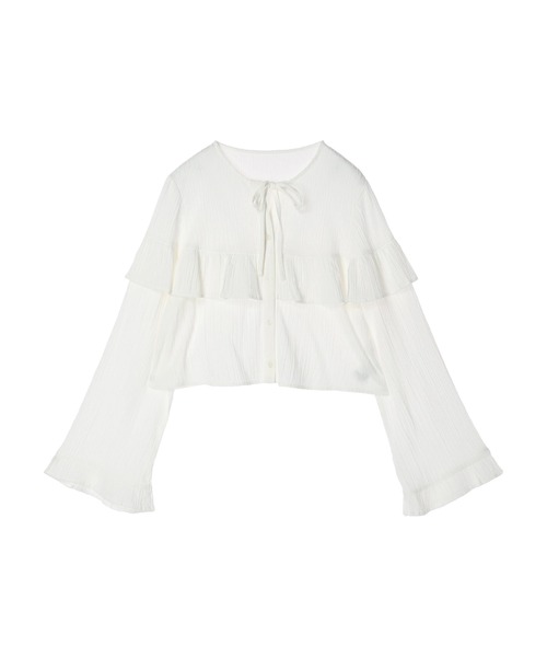 earth music&ecology（アースミュージックアンドエコロジー）の「フリル切替えショートブラウス（シャツ/ブラウス・レディース・オフホワイト/ブラック/ピンクベージュ/ライトカーキ・FREE）」の14枚目の写真