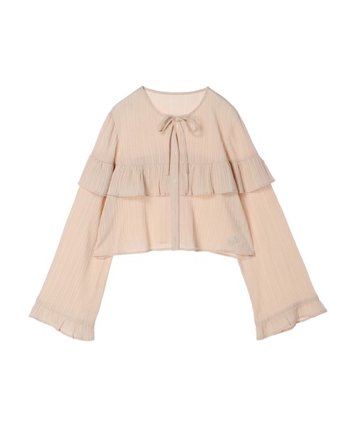 earth music&ecology（アースミュージックアンドエコロジー）の「フリル切替えショートブラウス（シャツ/ブラウス・レディース・オフホワイト/ブラック/ピンクベージュ/ライトカーキ・FREE）」の16枚目の写真