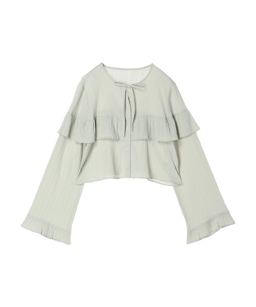 earth music&ecology（アースミュージックアンドエコロジー）の「フリル切替えショートブラウス（シャツ/ブラウス・レディース・オフホワイト/ブラック/ピンクベージュ/ライトカーキ・FREE）」の10枚目の写真