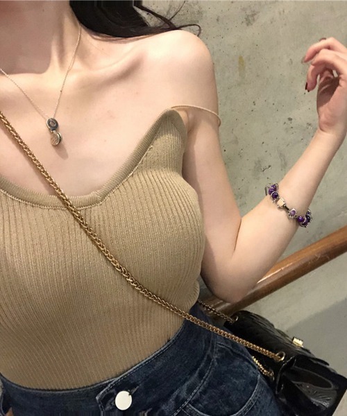 Miniministore(ミニミニストア)の「キャミソールトップス リブニットキャミ夏(キャミソール・レディース・ホワイト/ピンク/ライトベージュ/グレー/ブルー/ダークベージュ/ブラック・FREE)」の18枚目の写真