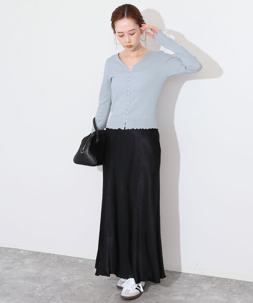 SLOBE IENA(スローブイエナ)の「ランダムテレコ ショートカーディガン(Tシャツ/カットソー・レディース・サックスブルー/イエロー・FREE)」の3枚目の写真